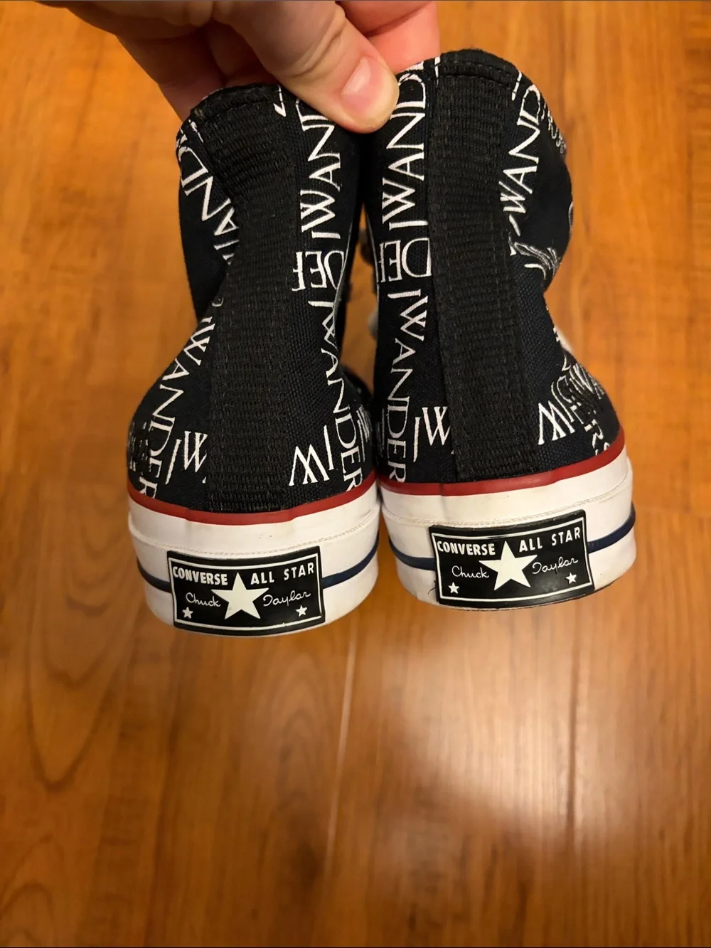 Converse Black & White JW Anderson Logo High-Top Sneakers, 7.5 mens /9.5 women’s